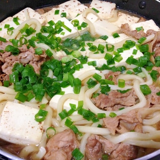 我が家の定番☆肉豆腐うどん